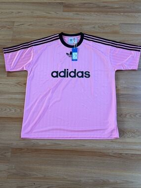Adidas originals poly pink striped shirt